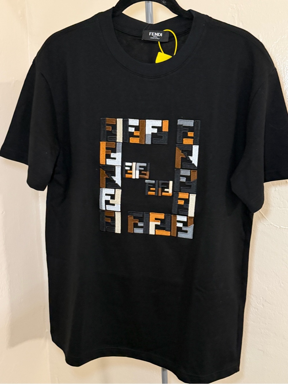 Men's Black Graphic Tee  inspired with Geometric Embroidered Logo